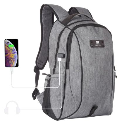 Grey Canvas Dual-shoulder Laptop Backpack - Portable Outdoor