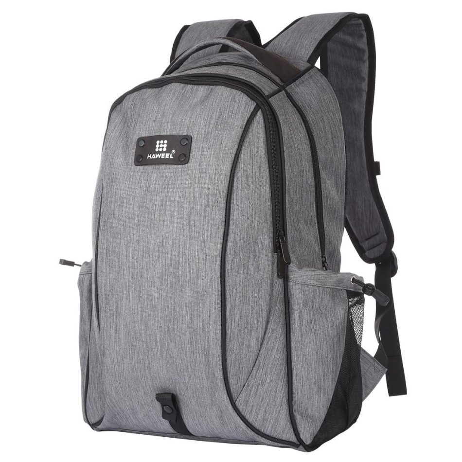 Grey Canvas Dual-shoulder Laptop Backpack - Portable Outdoor - Image 3