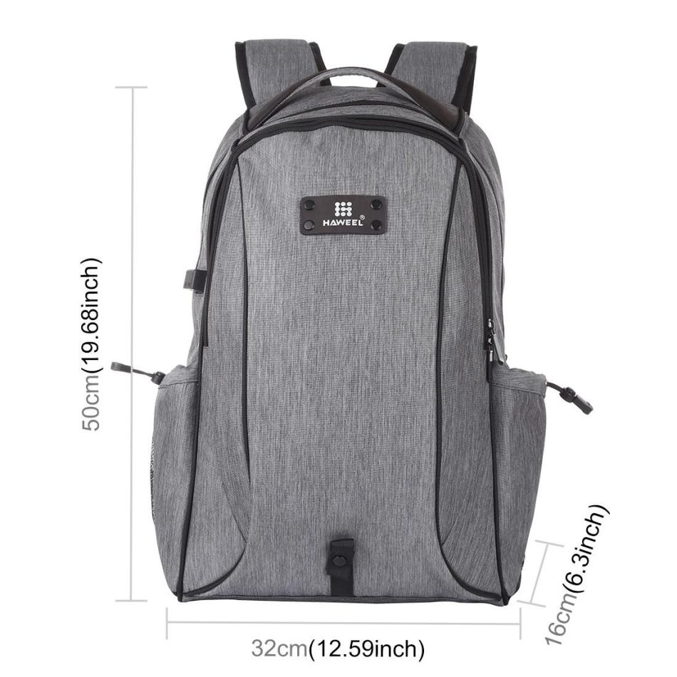 Grey Canvas Dual-shoulder Laptop Backpack - Portable Outdoor - Image 4