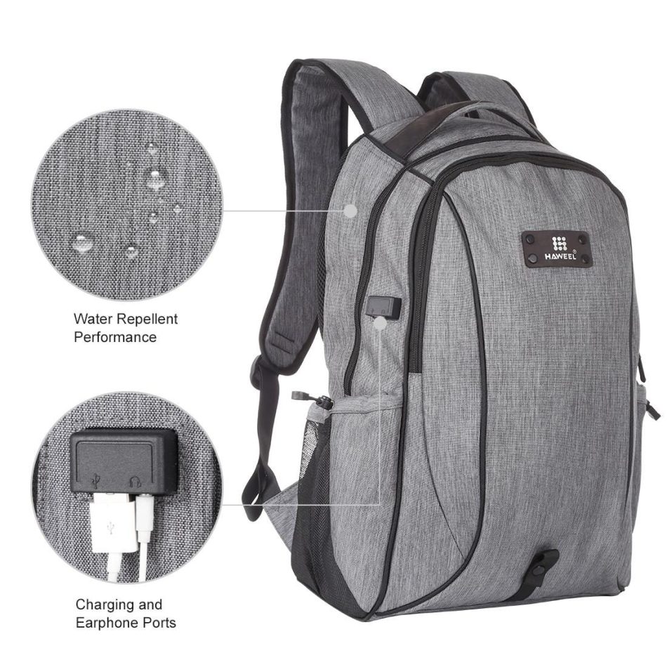Grey Canvas Dual-shoulder Laptop Backpack - Portable Outdoor - Image 6