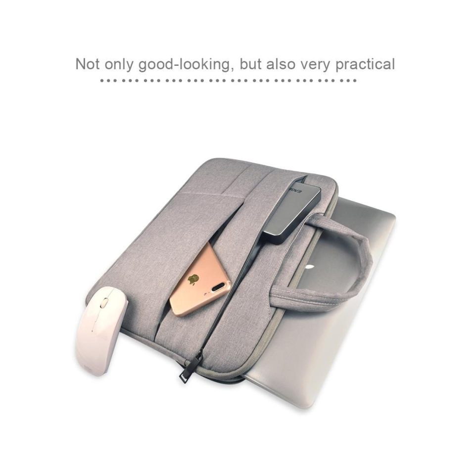 14 Inch Laptop Tablet Bag With Multiple Pockets And Soft Handle - Grey - Image 5