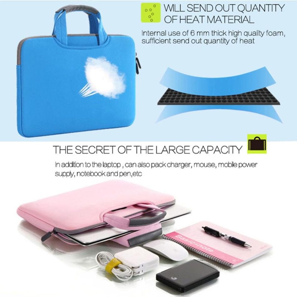 Portable Air Permeable Handheld Sleeve for Macbook Air / Pro and Laptops - 38x27.5x3.5cm 15.4 Inch - Grey - Image 6