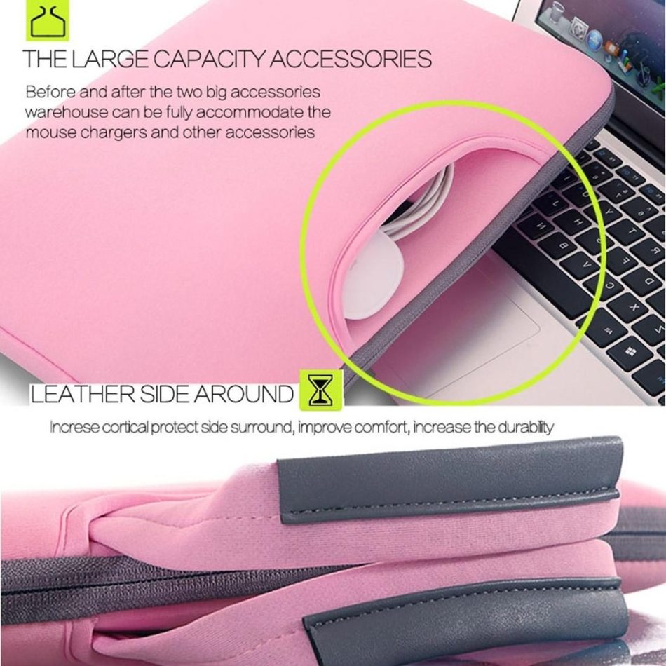 Portable Air Permeable Handheld Sleeve for Macbook Air / Pro and Laptops - 38x27.5x3.5cm 15.4 Inch - Grey - Image 7