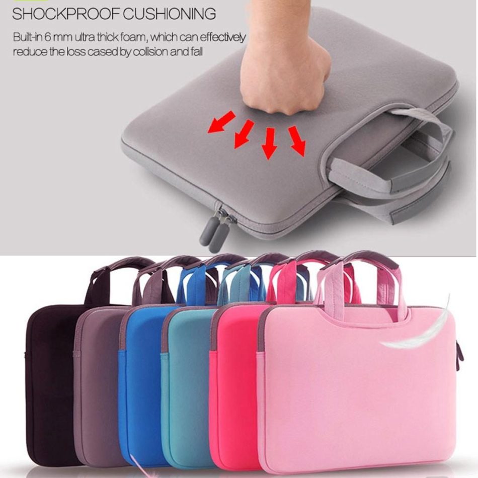 Portable Air Permeable Handheld Sleeve for Macbook Air / Pro and Laptops - 38x27.5x3.5cm 15.4 Inch - Grey - Image 8