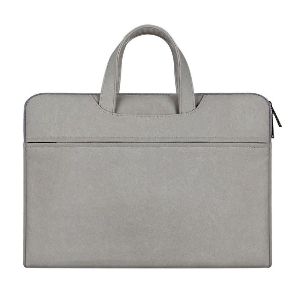 Waterproof Portable One-shoulder Handbag for 14.1 Laptops with Hidden Zipper and Suitcase Belt - Light Grey