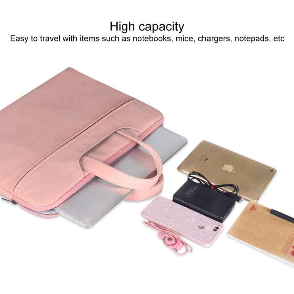 Waterproof Portable One-shoulder Handbag for 14.1 Laptops with Hidden Zipper and Suitcase Belt - Light Grey - Image 12