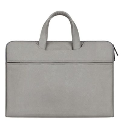 Waterproof Portable One-shoulder Handbag for 15.6 Laptops with Hidden Zipper and Suitcase Belt - Light Grey