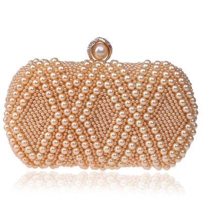 Party Pearl Handbag Women Fashion Crossbody For Banquets & Events - Champagne Gold