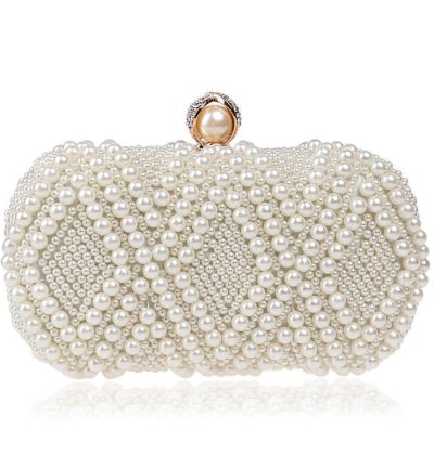 Party Pearl Handbag Women Fashion Crossbody For Banquets & Events - Beige