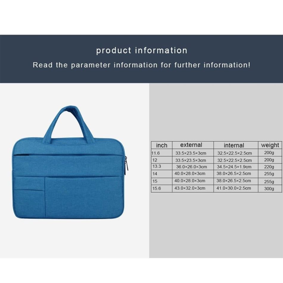 14 Inch Laptop Tablet Bag With Multiple Pockets And Soft Handle - Navy Blue - Image 4