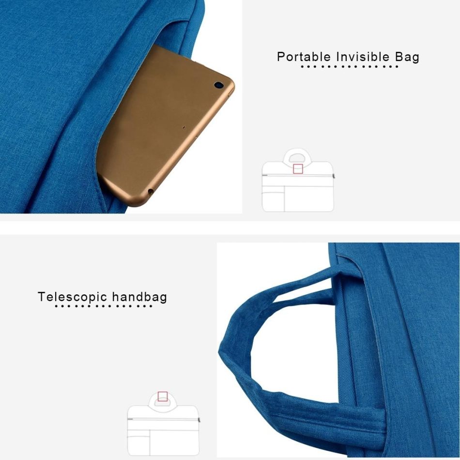 14 Inch Laptop Tablet Bag With Multiple Pockets And Soft Handle - Navy Blue - Image 14