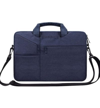 15.6 Inch Laptop Handbag With Hidden Strap And Suitcase Belt - Waterproof And Tear-Resistant - Navy Blue