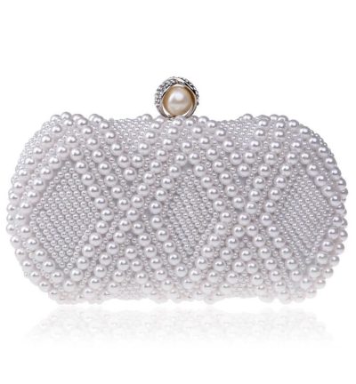 Party Pearl Handbag Women Fashion Crossbody For Banquets & Events - White
