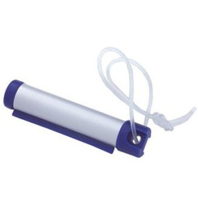 6x Funky Luggage Cylinder Tag Rollout Label for Address Details - Silver/Blue
