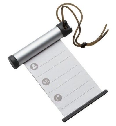 6x Funky Luggage Cylinder Tag Rollout Label for Address Details - Silver/Grey