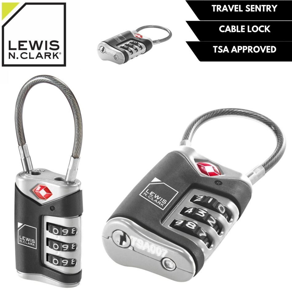 Lewis N. Clark TSA Approved Easy Set Combination Luggage Lock w Steel Cable - Image 7