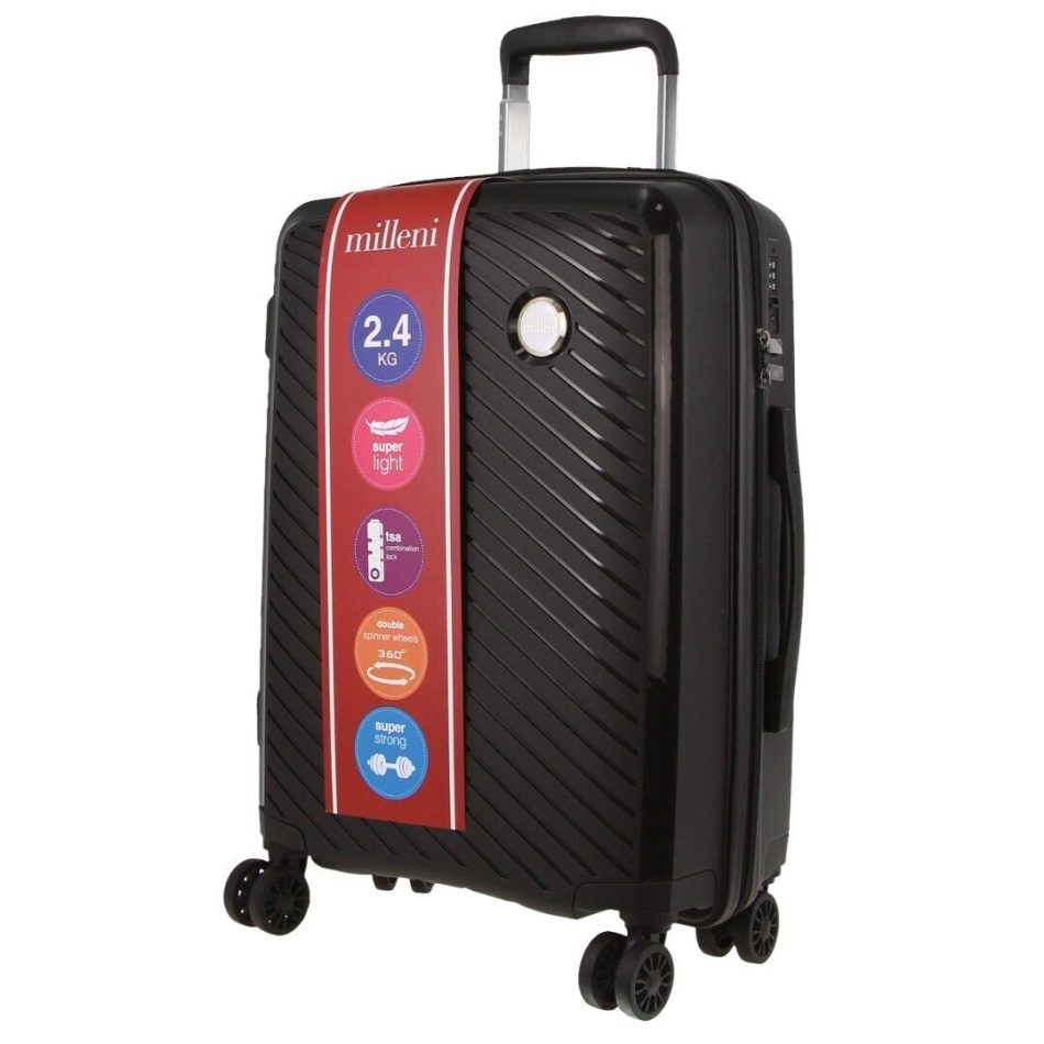 Pierre Cardin Inspired Milleni Hardshell 3-Piece Luggage Bag Set Travel Suitcase - Black - Image 4