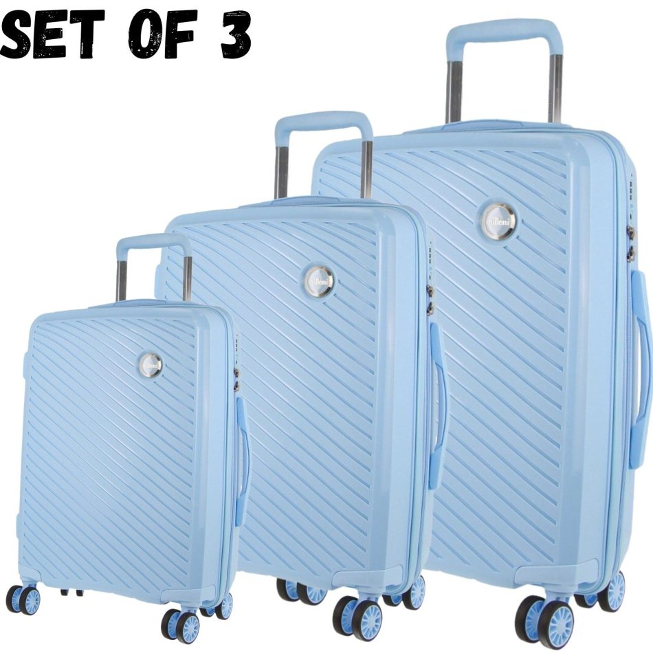 Pierre Cardin Inspired Milleni Hardshell 3-Piece Luggage Bag Set Travel Suitcase - Blue - Image 2