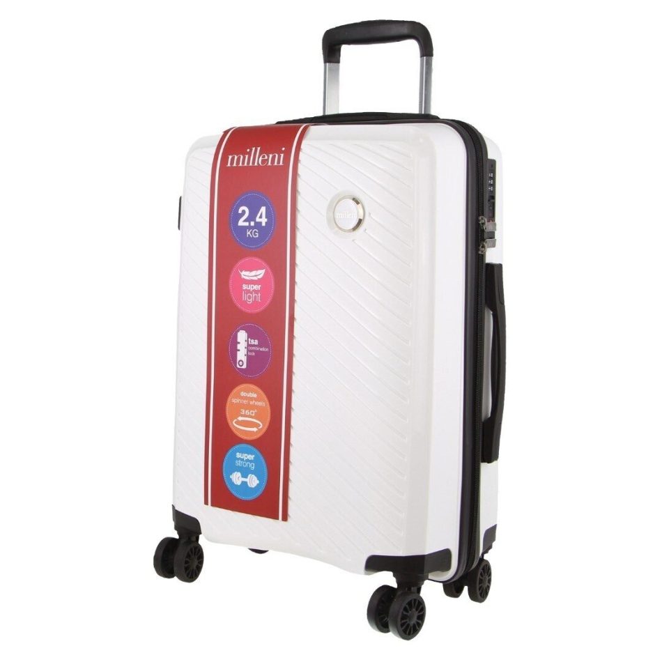 Pierre Cardin Inspired Milleni Cabin Luggage Bag Travel Carry On Suitcase 54cm (39L) - White - Image 4