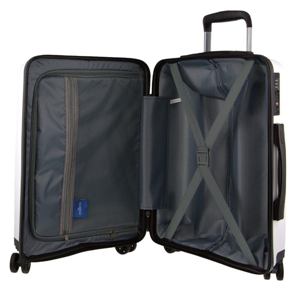 Pierre Cardin Inspired Milleni Cabin Luggage Bag Travel Carry On Suitcase 54cm (39L) - White - Image 5