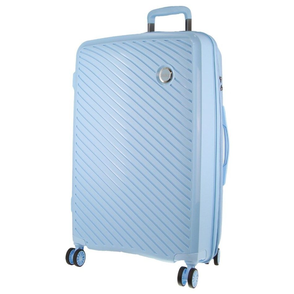 Pierre Cardin Inspired Milleni Checked Luggage Bag Travel Carry On Suitcase 75cm (124L) - Blue - Image 2