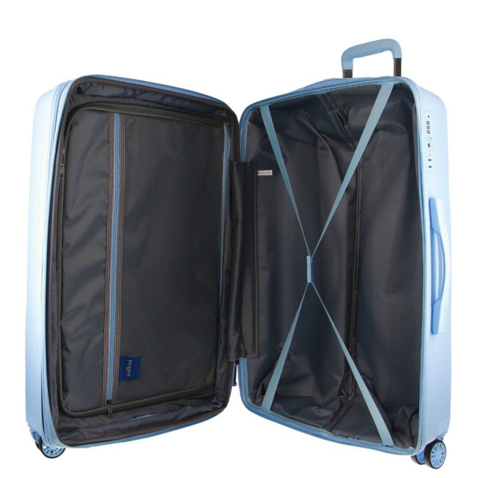Pierre Cardin Inspired Milleni Checked Luggage Bag Travel Carry On Suitcase 75cm (124L) - Blue - Image 6