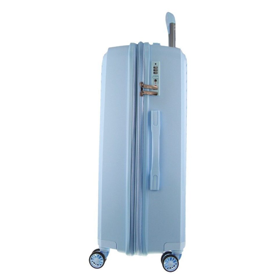 Pierre Cardin Inspired Milleni Checked Luggage Bag Travel Carry On Suitcase 75cm (124L) - Blue - Image 7