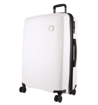 Pierre Cardin Inspired Milleni Checked Luggage Bag Travel Carry On Suitcase 75cm (124L) - White