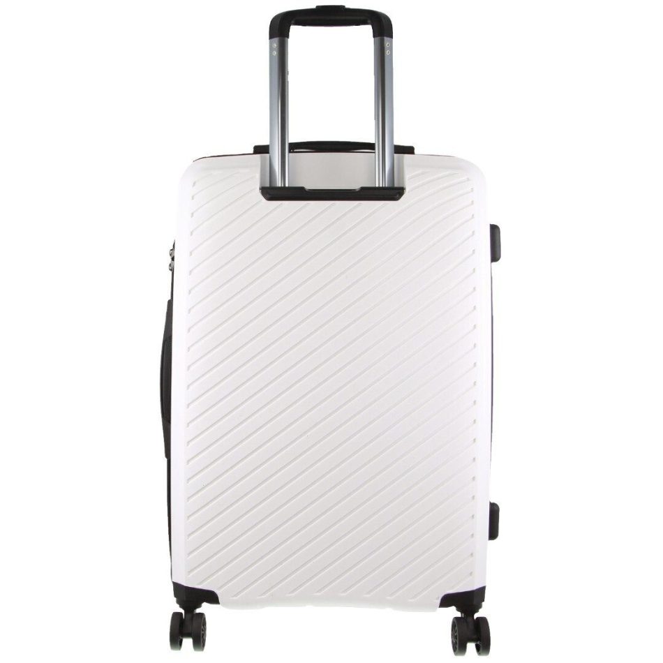 Pierre Cardin Inspired Milleni Checked Luggage Bag Travel Carry On Suitcase 75cm (124L) - White - Image 5