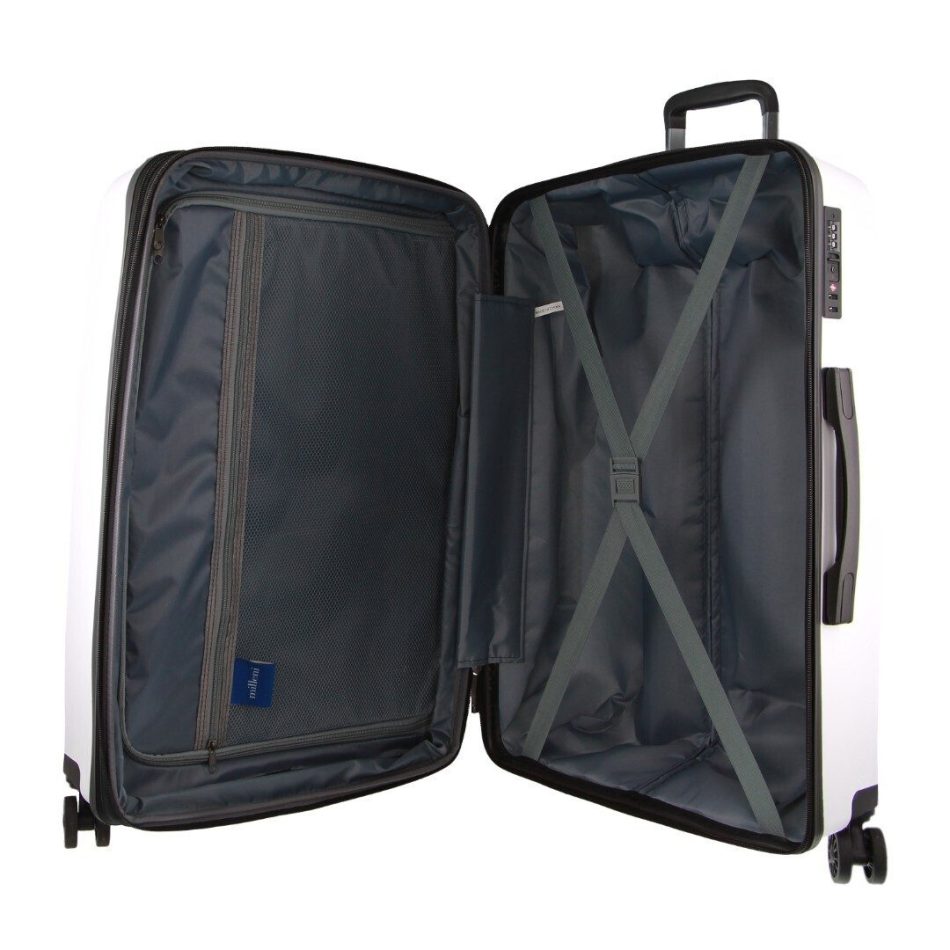 Pierre Cardin Inspired Milleni Checked Luggage Bag Travel Carry On Suitcase 75cm (124L) - White - Image 6