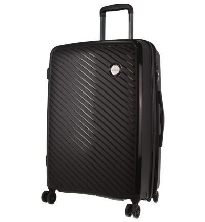 Pierre Cardin Inspired Milleni Checked Luggage Bag Travel Carry On Suitcase 65cm (82.5L) - Black