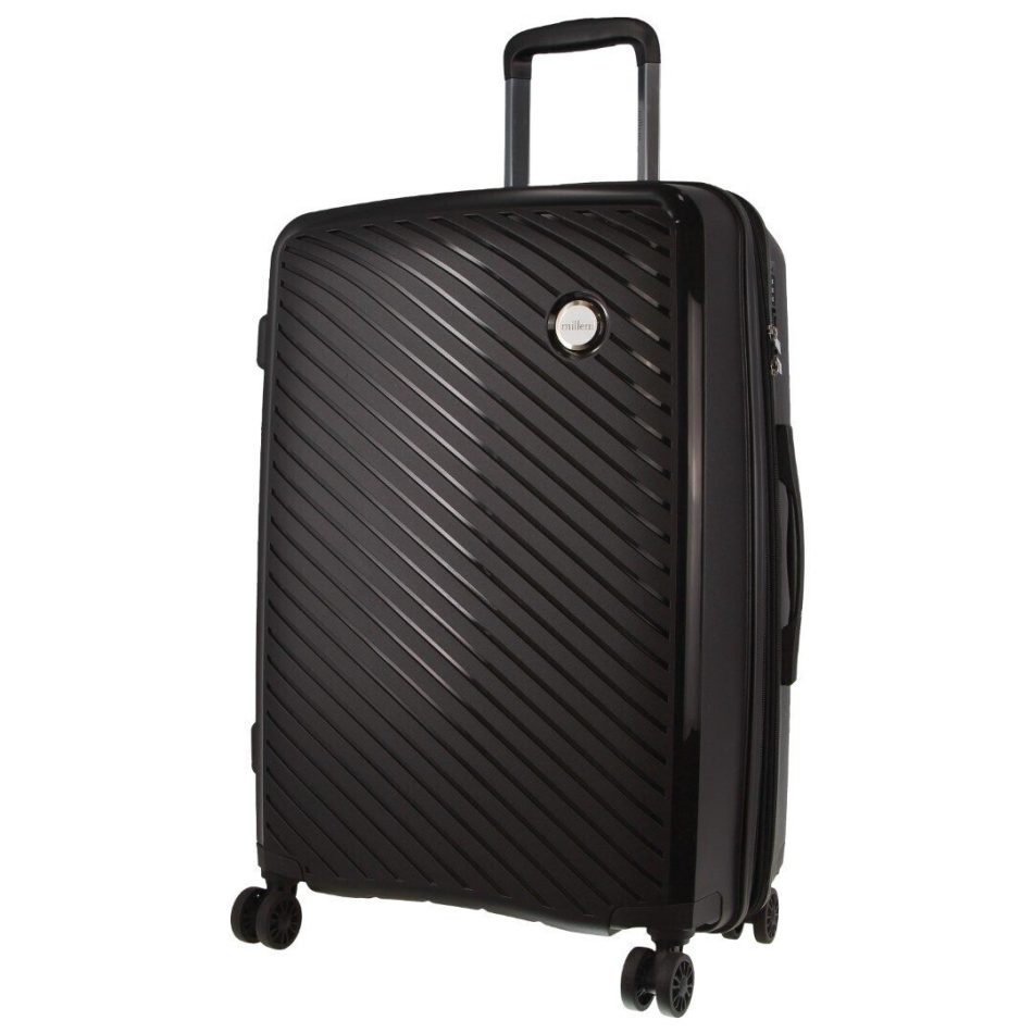 Pierre Cardin Inspired Milleni Checked Luggage Bag Travel Carry On Suitcase 65cm (82.5L) - Black - Image 2