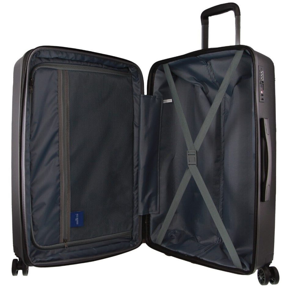 Pierre Cardin Inspired Milleni Checked Luggage Bag Travel Carry On Suitcase 65cm (82.5L) - Black - Image 6