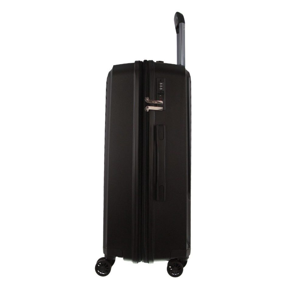 Pierre Cardin Inspired Milleni Checked Luggage Bag Travel Carry On Suitcase 65cm (82.5L) - Black - Image 7