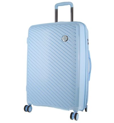 Pierre Cardin Inspired Milleni Checked Luggage Bag Travel Carry On Suitcase 65cm (82.5L) - Blue
