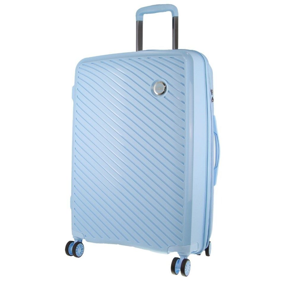 Pierre Cardin Inspired Milleni Checked Luggage Bag Travel Carry On Suitcase 65cm (82.5L) - Blue - Image 2