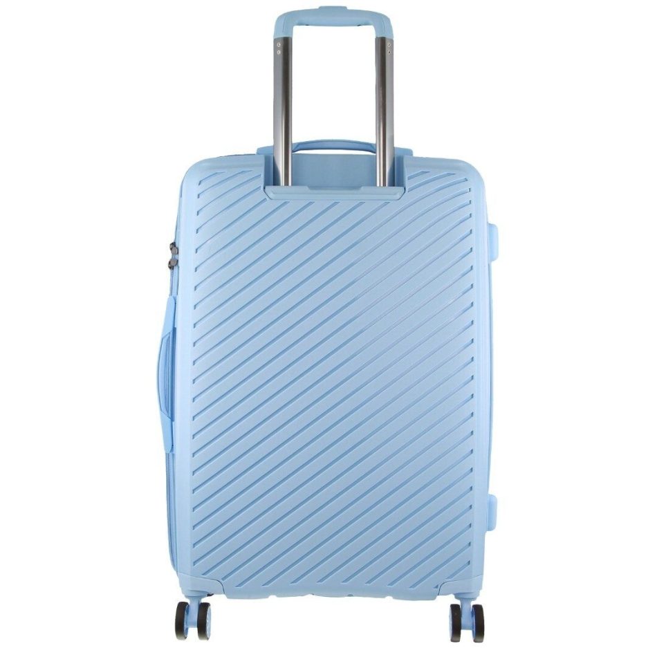 Pierre Cardin Inspired Milleni Checked Luggage Bag Travel Carry On Suitcase 65cm (82.5L) - Blue - Image 5