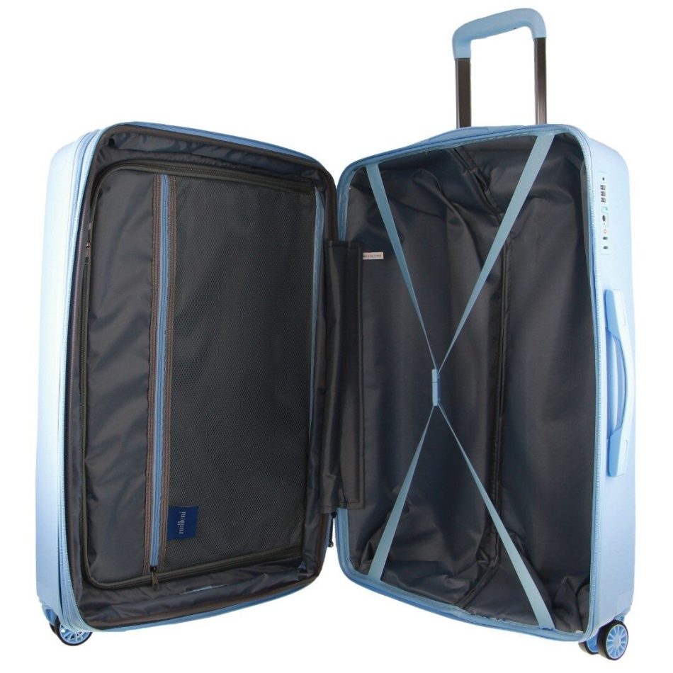 Pierre Cardin Inspired Milleni Checked Luggage Bag Travel Carry On Suitcase 65cm (82.5L) - Blue - Image 6