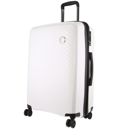 Pierre Cardin Inspired Milleni Checked Luggage Bag Travel Carry On Suitcase 65cm (82.5L) - White