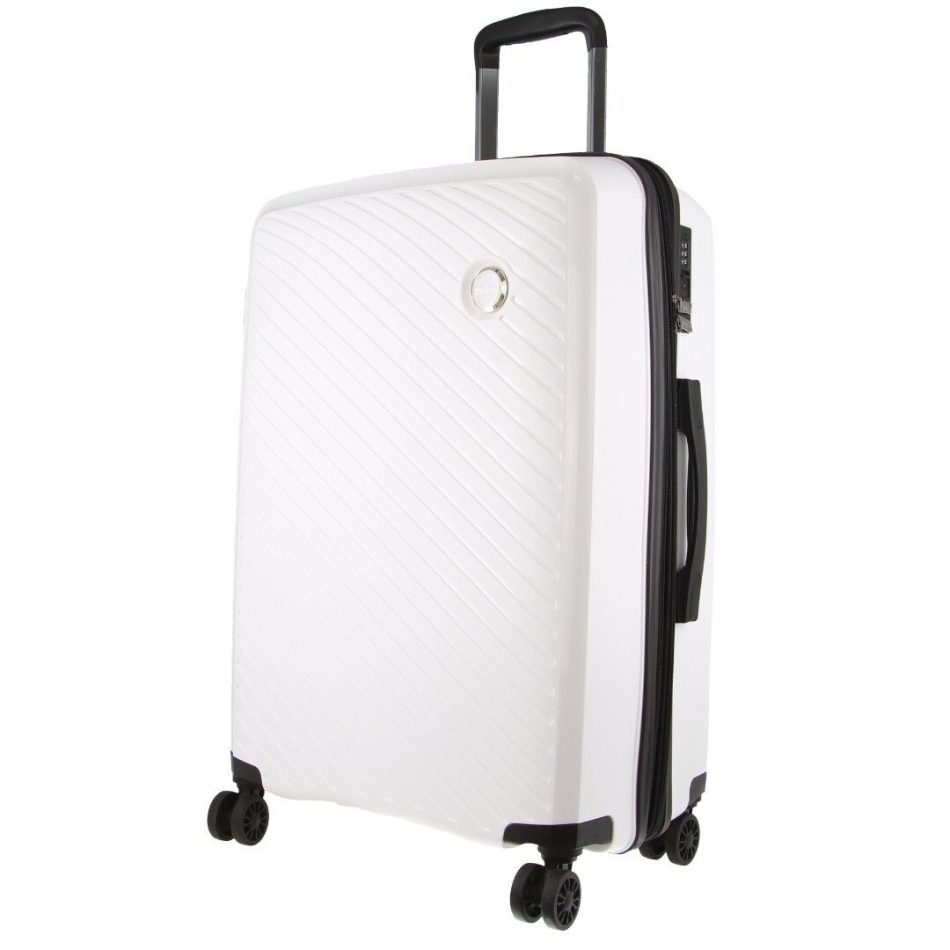 Pierre Cardin Inspired Milleni Checked Luggage Bag Travel Carry On Suitcase 65cm (82.5L) - White - Image 2