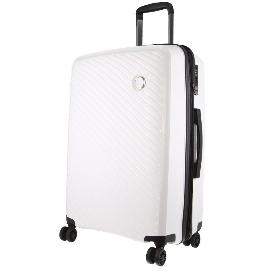 Monaco Checked Luggage Bag Travel Carry On Suitcase 65cm (82.5L) - White - Image 2