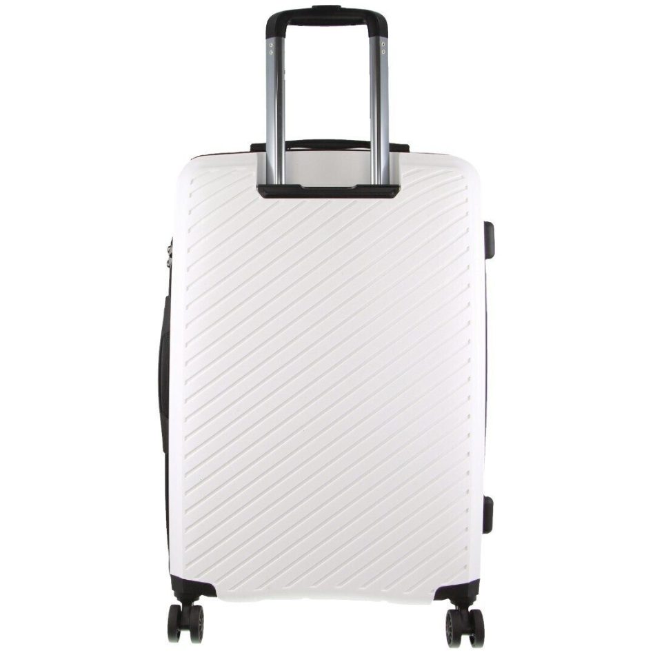 Monaco Checked Luggage Bag Travel Carry On Suitcase 65cm (82.5L) - White - Image 5