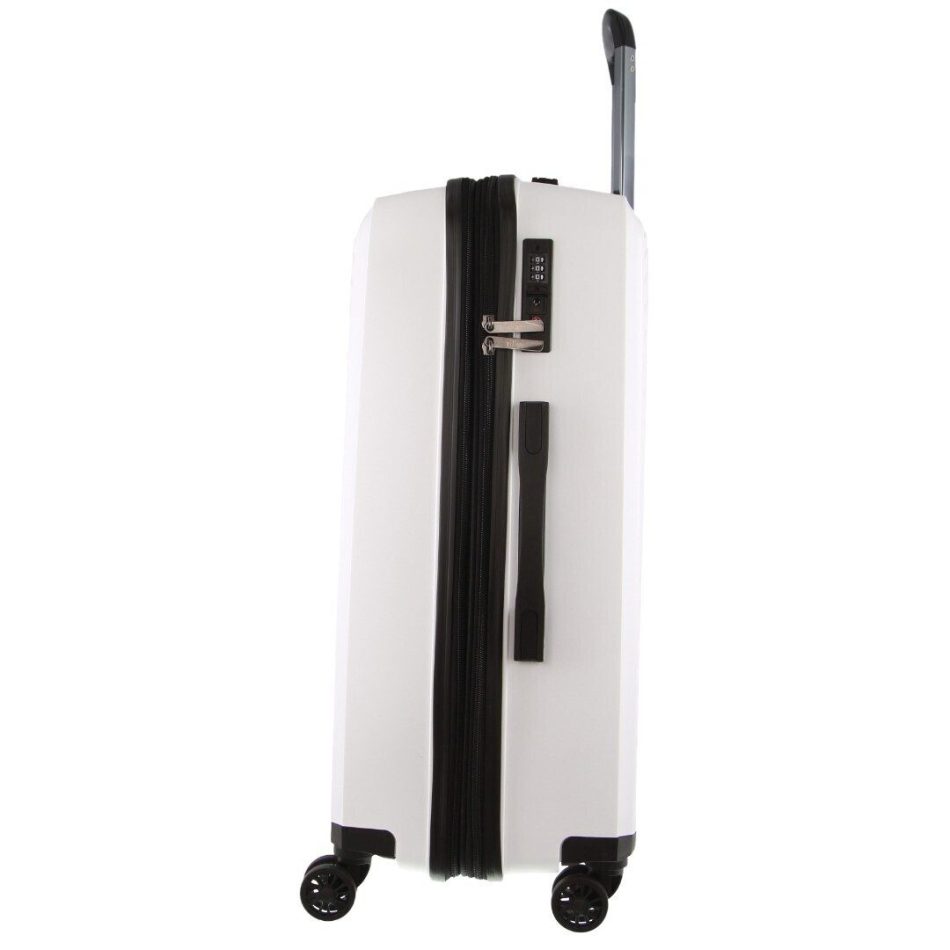 Monaco Checked Luggage Bag Travel Carry On Suitcase 65cm (82.5L) - White - Image 8