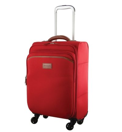 Pierre Cardin 40L Cabin Soft-Shell Suitcase Travel Luggage Bag 4-Wheel Case - Red