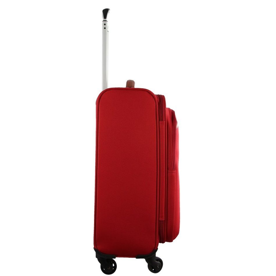 Pierre Cardin 40L Cabin Soft-Shell Suitcase Travel Luggage Bag 4-Wheel Case - Red - Image 5