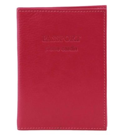Pierre Cardin Slim Leather Passport Wallet Holder RFID Case Cover - Fuschia
