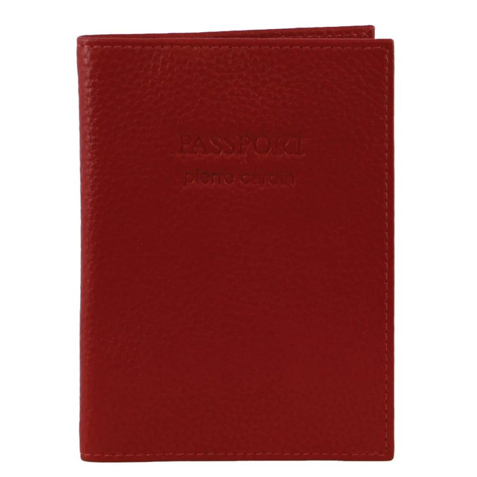 Pierre Cardin Slim Leather Passport Wallet Holder RFID Case Cover - Red - Image 2