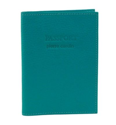 Pierre Cardin Slim Leather Passport Wallet Holder RFID Case Cover - Turquoise