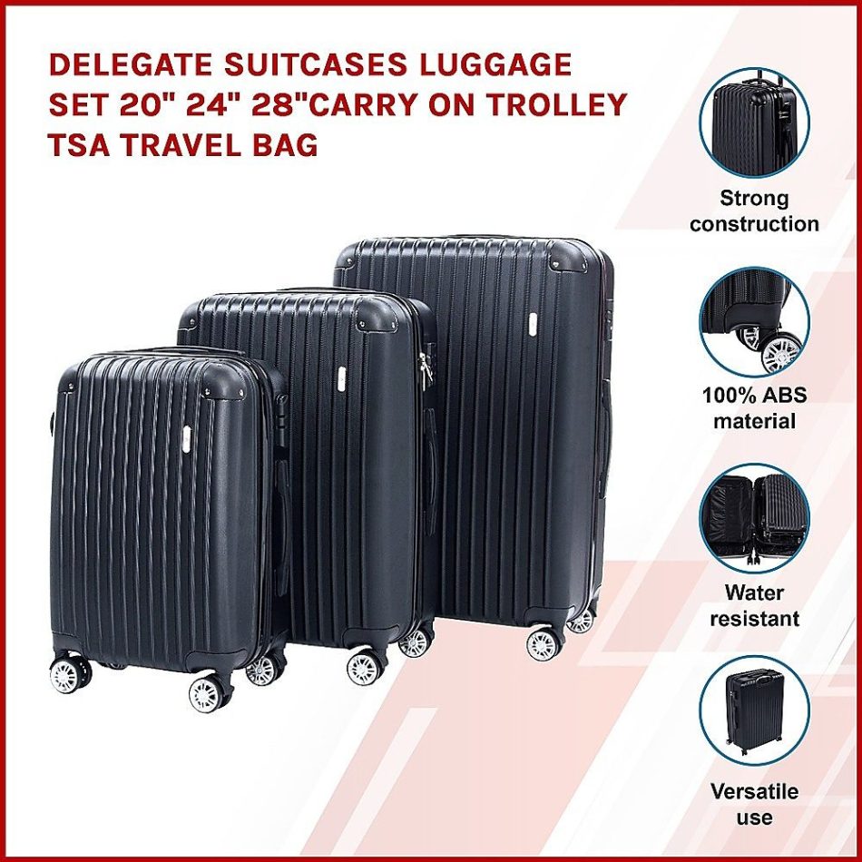 Delegate Suitcases Luggage Set 20" 24" 28"Carry On Trolley TSA Travel Bag - Image 3