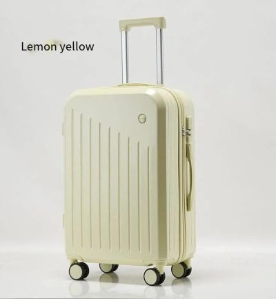 Smart Carry-On Luggage with Cup Holder & USB Charging Port - Yellow Color Spinner Suitcase for Travel Convenience  24 inch